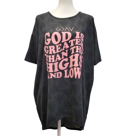 Hand Printed Upcycled Womens Small God Is Greater Than The Highs and Lows Tee - Picture 1 of 5